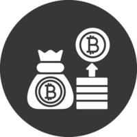 bitcoin glifo invertido icono vector