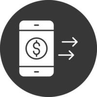 transferir dinero glifo invertido icono vector