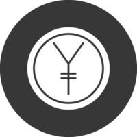 yen glifo invertido icono vector