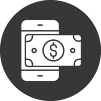 Mobile Money Glyph Inverted Icon vector
