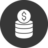 Coin Stack Glyph Inverted Icon vector