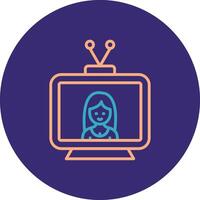 Television Line Two Color Circle Icon vector