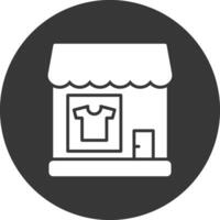 ropa tienda glifo invertido icono vector