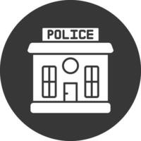 Police Station Glyph Inverted Icon vector