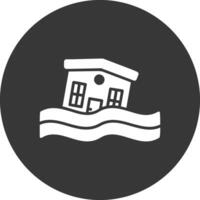 Flooded House Glyph Inverted Icon vector