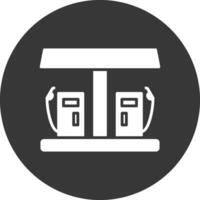 Gas Station Glyph Inverted Icon vector