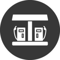 Gas Station Glyph Inverted Icon vector