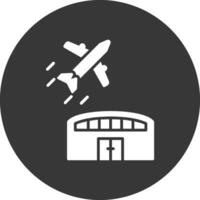 aeropuerto glifo invertido icono vector