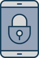 Mobile Security Line Filled Grey Icon vector