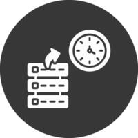 reloj hora glifo invertido icono vector