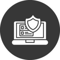 Data Protection Glyph Inverted Icon vector