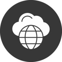 Cloud Network Glyph Inverted Icon vector