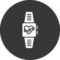 Fitness Watch Glyph Inverted Icon vector