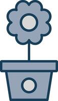 Flower Pot Line Filled Grey Icon vector