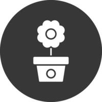 Flower Pot Glyph Inverted Icon vector