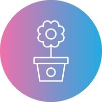 Flower Pot Line Gradient Circle Icon vector