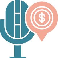 Finanzas podcast glifo dos color icono vector