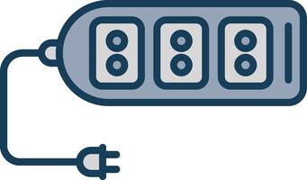 Extension Cable Line Filled Grey Icon vector