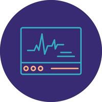 ecg monitor línea dos color circulo icono vector