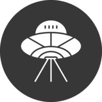 Alien Spaceship Glyph Inverted Icon vector