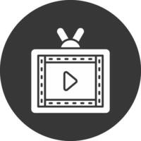 Live Stream Glyph Inverted Icon vector