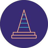 Traffic Cone Line Two Color Circle Icon vector