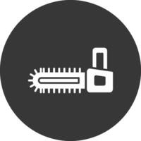 Chainsaw Glyph Inverted Icon vector