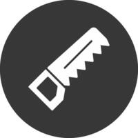 Hand Saw Glyph Inverted Icon vector