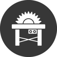 Table Saw Glyph Inverted Icon vector