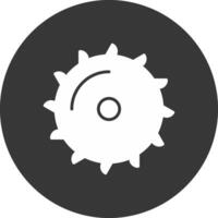 Saw Blade Glyph Inverted Icon vector