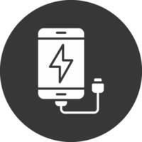 Charging Glyph Inverted Icon vector