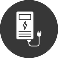 eléctrico estación glifo invertido icono vector
