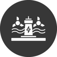 Tidal Power Glyph Inverted Icon vector