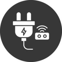 Smart Plug Glyph Inverted Icon vector