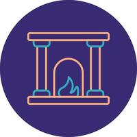 Fireplace Line Two Color Circle Icon vector