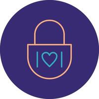 Heart Lock Line Two Color Circle Icon vector