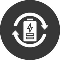 Eco Battery Glyph Inverted Icon vector