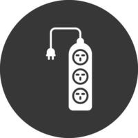 Extension Cable Glyph Inverted Icon vector