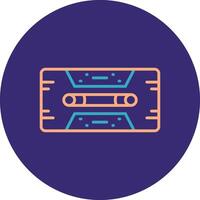 Cassette Tape Line Two Color Circle Icon vector