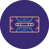 Cassette Tape Line Two Color Circle Icon vector