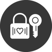 Heart Lock Glyph Inverted Icon vector