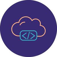 Cloud Coding Line Two Color Circle Icon vector