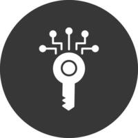 Digital Key Glyph Inverted Icon vector