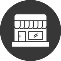 tienda glifo icono invertido vector