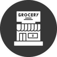 tienda de comestibles Tienda glifo invertido icono vector