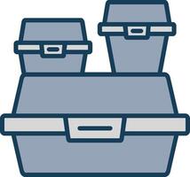 Tupperware Line Filled Grey Icon vector