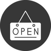 Open Sign Glyph Inverted Icon vector