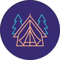 Tent Line Two Color Circle Icon vector