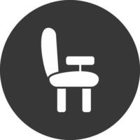 Desk Chair Glyph Inverted Icon vector