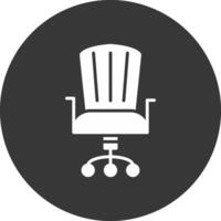 silla de oficina glifo icono invertido vector